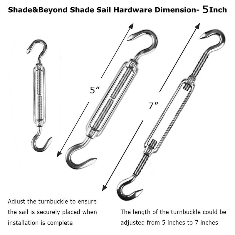 Shade&Beyond 304 Marine Grade Shade Sail Hardware Kit 5 inch for Rectangle and Square Sun Shade Sails Installation, 24 Pcs - Image 2